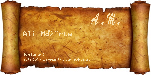 Ali Márta névjegykártya